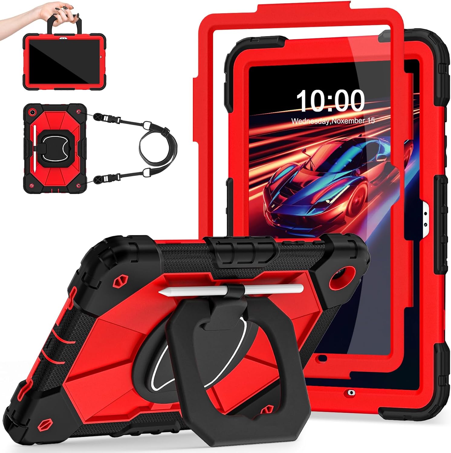 Case for Galaxy Tab A9 Plus Case 11 Inch with Screen Protector/Rotating Stand/Pen Holder,Military Grade Shockproof Cover for Samsung Galaxy A9+/A9 Plus Tablet Case (SM-X210/X216/X218)