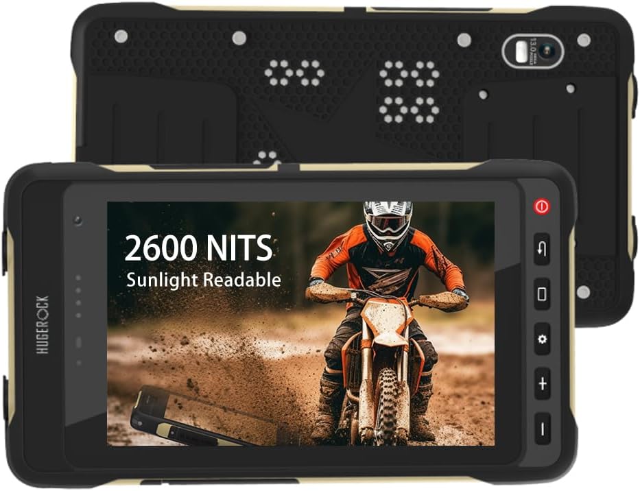 HUGEROCK X70 Rugged Android Tablet 7 Inch - 2600nits High Brightness GPS Tablet for Motorcycle Navigation, Waterproof Shockproof Outdoor Android 13 Tablets, 8GB+128GB, RS232, SMA External Antenna