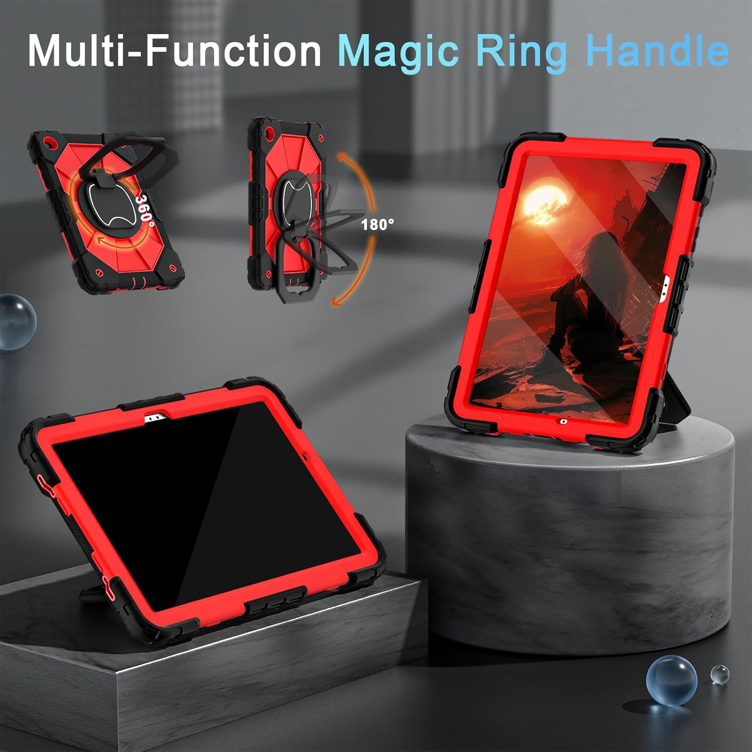 Case for Galaxy Tab A9 Plus Case 11 Inch with Screen Protector/Rotating Stand/Pen Holder,Military Grade Shockproof Cover for Samsung Galaxy A9+/A9 Plus Tablet Case (SM-X210/X216/X218) - Image 5