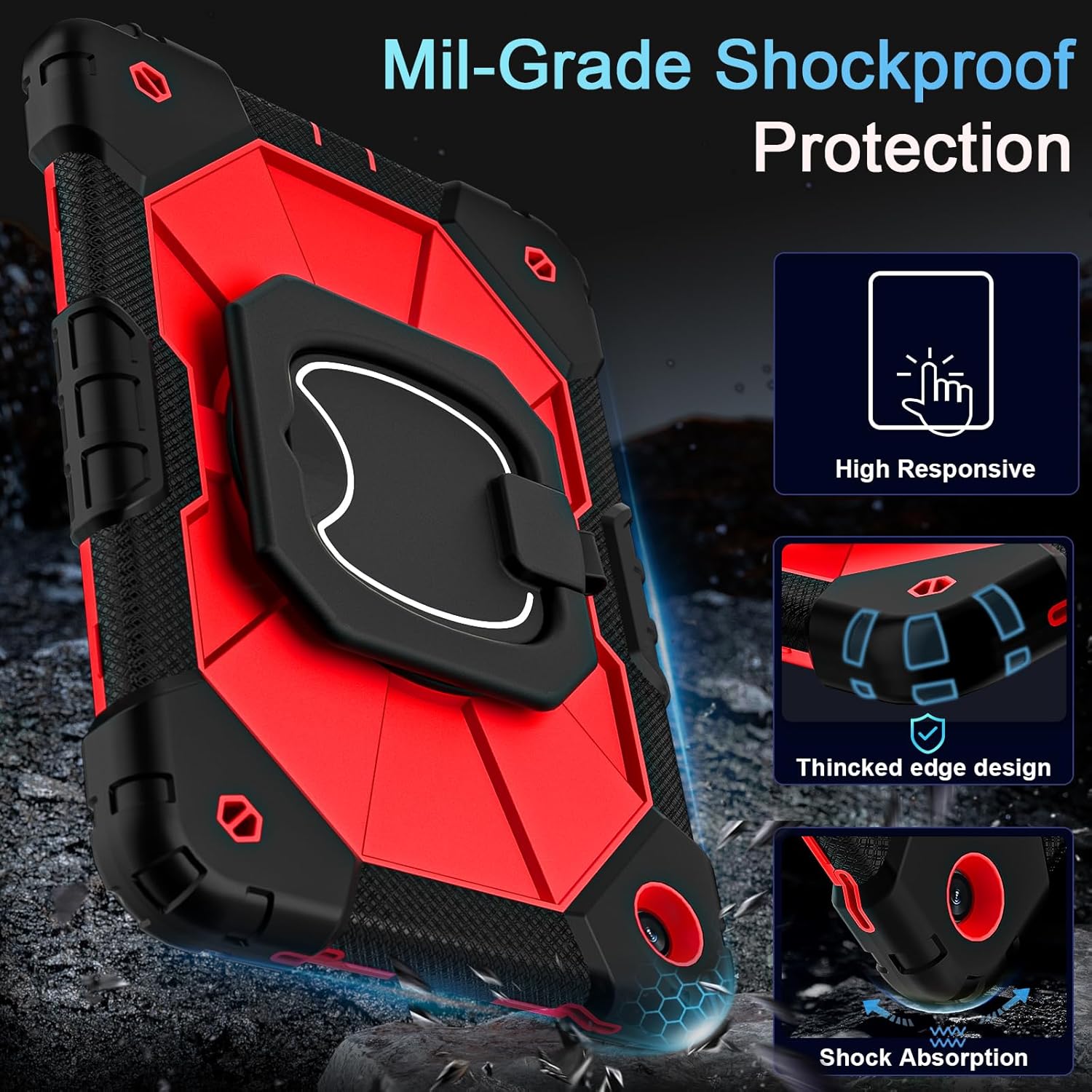 Case for Galaxy Tab A9 Plus Case 11 Inch with Screen Protector/Rotating Stand/Pen Holder,Military Grade Shockproof Cover for Samsung Galaxy A9+/A9 Plus Tablet Case (SM-X210/X216/X218) - Image 3